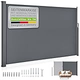 Juskys Seitenmarkise Dubai 180 x 300 cm ausziehbar Blickdicht, Sichtschutz für Balkon & Terrasse,...