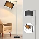 ZMH Stehlampe Wohnzimmer Schwarz Stehleuchte: Standleuchte Stoff Design Modern Deko Bogenlampe E27...