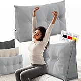 ELONEO Rückenkissen 100 cm breit, Keilkissen für Bett und Sofa geeignet, dreieckiges Lesekissen,...