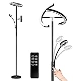 Anten KAKA|Stehlampe LED Dimmbar|Schwarz Stehleuchte 20W mit flexibler 7W Leselampe| Modern...