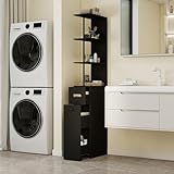 ZealWe Badschrank Hochschrank, Badezimmerschrank Badregal Schmal mit Schubladen, offenem Fach,...