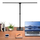 Kaulsoue Doppelkopf Schreibtischlampe LED dimmbar, Schreibtischlampen mit Fuß, 24W 80cm...
