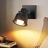 GBLY Deckenstrahler 1 Flammig Schwarz: Wandleuchte Vintage Schwenkbar 350° Wandstrahler MAX.40W...