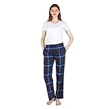JTPW Damen 100% Baumwolle Super Soft Flanell Pyjama/Lounge Bottoms mit Taschen,Black Blue...