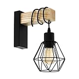 EGLO Wandlampe Townshend 5, Vintage Wandleuchte im Industrial Design, Retro Lampe aus Stahl und...