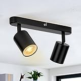 wowatt LED Deckenleuchte Schwenkbar GU10, Deckenstrahler 2 Flammig Schwarz, Deckenlampe Wandstrahler...