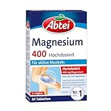 Abtei Magnesium 400 - hochdosiertes Magnesium - für aktive Muskeln - laborgeprüft, glutenfrei,...