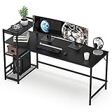 HOMIDEC Schreibtisch, Computertisch mit Bücherregal, Studiencomputer-Laptoptisch mit 4 Tier DIY...