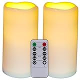 HjingChen 2 Stück Wasserdichte flammenlose Kerzen mit Fernbedienung und Timer,Outdoor-Batterie...