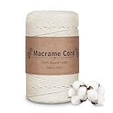 VORHOT Makramee Garn 3mm x 200m Beige, Makramee Baumwollgarn 3mm, Baumwollkordel Natur 3mm, Baumwoll...