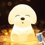 One Fire Nachtlicht Kinder, Kawaii 16 Farben Hund Baby Nachttischlampe Touch,USB-Aufladung Silikon...
