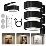 Bildbeleuchtung Kabellos mit Fernbedienung, 3 Stück Magnetisches LED Bilderleuchte Dimmbar &...