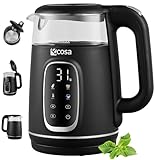 Ecosa® Wasserkocher mit Temperatureinstellung Glas Edelstahl - Teekocher - 1,7 Liter 2.200 Watt -...