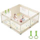 Julrrimg Laufstall Baby - 120x120 cm Laufgitter Baby mit Atmungsaktivem Netz & 2...