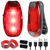 2 Rote Blinklicht USB Aufladbar, LED Blinklicht für Kinder, Schulranzen, Hund, 3 Modi (mit Clip und...