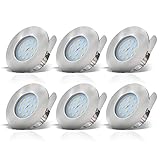 B.K.Licht - 6er Set LED Bad Einbaustrahler 230V 4,8W ultraflach IP44, 60mm Lochmass, warmweiße...
