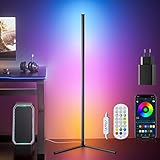 RGB LED Stehlampe Wohnzimmer Dimmbar, Ecklampe RGB mit Fernbedienung und APP, Mehrfarbig Farbwechsel...