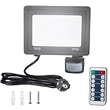 Etrogo LED Strahler mit bewegungsmelder außen 50W Fernbedienung 5000LM 72Leds 6000K Kaltweiß...
