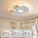 YUEEU 34CM Led Deckenleuchte Schlafzimmer,Holz Kinderzimmer Lampe Decke Stern Kinderlampe,Dimmbar...