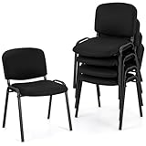 GYMAX 5er Set Besucherstuhl stapelbar, Konferenzstuhl ohne Armlehnen, Stapelstuhl mit gepolsterter...