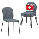 ALBATROS Esszimmerstühle 4er Set ENNA, grau - stapelbar, bequemer Polsterstuhl - Eleganter...