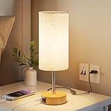UPXNBOR Nachttischlampe mit Ladefunktion über USB-A- und USB-C-Anschlüsse, Nachttischlampe Touch...
