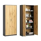 Home Collective Schrank Mehrzweckschrank Aktenschrank Hochschrank mit 5 Fächern 2 Türen 74x35x180...