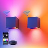 Amico 2 Stücke Smart LED Wandleuchten Außen/Innen, RGB LED Wandlampe mit Einstellbar...