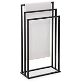 Handtuchhalter KUNO, schwarz lackiert - freistehender Badetuchhalter mit 3 Stangen, Handtuchständer...