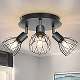 Kimjo Led Deckenstrahler 3 Flammige Rund Schwarz 350°, Deckenleuchte Strahler E14, Deckenlampe...
