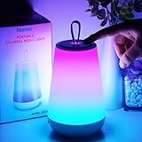 homvos Bunte LED Nachttischlampe Touch Dimmbar, Nachtlicht Tischlampe mit Griff Akku Tragbare LED...