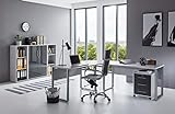 Büromöbel komplett Set Arbeitszimmer Office Edition in Lichtgrau/Anthrazit Hochglanz (Set 2)