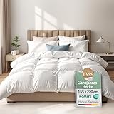 Beautissu Ganzjahresdecke Federbettdecke 155x220 cm mit 100% Daunen & Federn –...