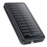 Pxwaxpy Power Bank 26800mAh, Solar Powerbank USB C 15W PD 3.0A Schnellladung, 3 Outputs 3 Inputs...