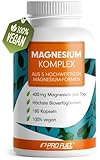 Magnesium Komplex 180 Kapseln, 400 mg elementares pro Tag, 5 hochwertige -Formen: Magnesium-Oxid,...