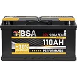 BSA Autobatterie 110Ah 12V 920A/EN ersetzt Batterie 100Ah 90Ah 105Ah 95Ah +30%...