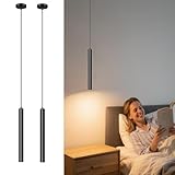 ACMHNC LED Pendelleuchte, 2 Stück Hängeleuchte Schwarz 230V für Schlafzimmer Nachttisch...