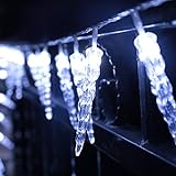 Eiszapfen Lichterkette, 80 LED Lichtervorhang Weihnachtsbeleuchtung IP44 Wasserfest für Innen...