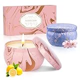 Duftkerzen Geschenkset, 2 Stück Natürliches SojaWachs Aromatherapie Kerzensets, Duftkerze...