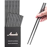 Annvchi EssStäbchen 10 Paar - Japanische Chopsticks Schwarz Stäbchen für Asiatisches Geschirr...