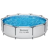 Bestway Steel Pro MAX Frame Pool ohne Pumpe Ø 305 x 76 cm, lichtgrau, rund,...