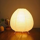 ACMHNC Reispapier Lampe Retro Reispapier Nachttischlampe mit Weiß Schirm Japanische lampe,...
