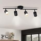 Gr4tec Deckenstrahler 4 Flammig, Modern Deckenleuchte Strahler Schwenkbar, Schwarz Deckenlampe Spot...