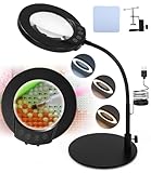 Lupe mit Licht und Ständer, 10X 5 Farbmodi stufenlos dimmbare LED beleuchtete...