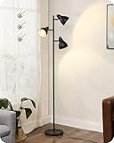 EDISHINE Stehlampe Wohnzimmer 163cm, 3-flammige Standleuchte Schwarz, mit E27 LED-Glühbirne,...