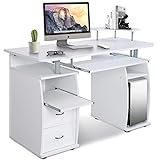 GOPLUS Computertisch, Schreibtisch Farbwahl, Bürotisch mit Tastaturauszug, Arbeitstisch, PC-Tisch...