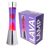 FISURA - Lavalampe rot und lila. Verchromter Silbersockel, lila Flüssigkeit und rote Lava....