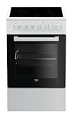 Beko FSM57100GW b100 Elektro-Herd mit Glaskeramik-Kochfeld, Freistehend, 50 cm...