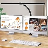 LOTTBUTY Doppelkopf Schreibtischlampe LED dimmbar,24W 80CM klemmbar Homeoffice Tageslichtlampe...