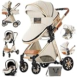 MoLi Kinderwagen 3 in 1, Kinderwagen mit Umkehrbarem Doppelschiebemodus, Buggy...